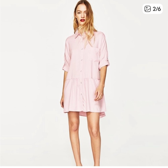 Zara Dresses & Skirts - Zara Light Pink Mini Shirt Dress